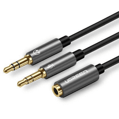 Ugreen AV140 AUX audio splitter fejhallgató + mikrofon 3,5 mm-es mini jack kábelhez 28cm fekete (20899) (ugr20899)