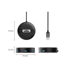 Orico 4x USB 3.0 Hub + kártyaolvasó fekete (YS5-U3-03-BK) (YS5-U3-03-BK)