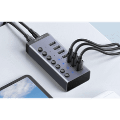 Ugreen 7 az 1-ben adapter Hub USB-C 7x USB-A 3.0 12V 2A fekete (90307) (UG90307)