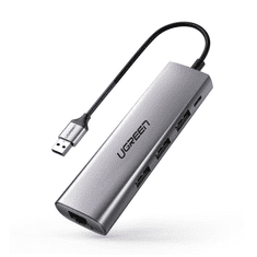 Ugreen CM266 Hub 5 az 1-ben adapter USB 3x USB 3.0 micro USB RJ45 szürke (60812) (UG60812)