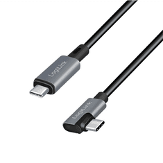 LogiLink USB-C - USB-C (derékszögben hajlított) kábel 1m fekete-szürke (CU0192) (CU0182)