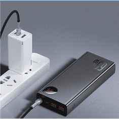 BASEUS Adaman Metal 20000mAh PD QC 3.0 65W, 2xUSB + USB-C + micro USB Powerbank fekete (PPIMDA-D01) (PPIMDA-D01)