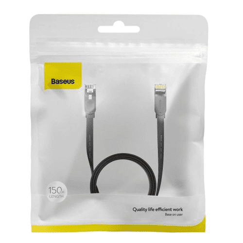 BASEUS Network Cable High Speed (CAT6) of RJ45 (flat cable) 1 Gbps, 1.5m Black (WKJS000001) (WKJS000001)