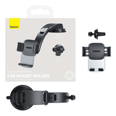 BASEUS Car Mount Gravity 2-in-1 Air Outlet and Dashboard Easy Control Clamp 4,7-6,7 inch Black (SUYK000001) (SUYK000001)