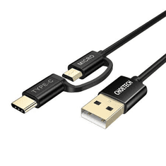 Choetech USB-A - USB-C/Micro USB kábel 1.2m fekete (XAC-0012-101BK) (XAC-0012-101BK)