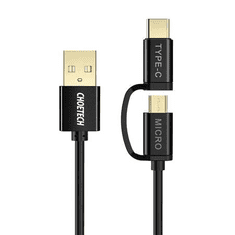 Choetech USB-A - USB-C/Micro USB kábel 1.2m fekete (XAC-0012-101BK) (XAC-0012-101BK)