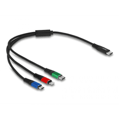 DELOCK 86820 3az1-ben USB Type-C - Lightning/MicroUSB/USB Type-C töltőkábel 30cm fekete (delock86820)