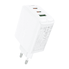 AceFast A41 hálózati töltő 2x USB-C + 1x USB-A GaN 65W fehér (A41 white)