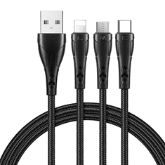 Mcdodo 3in1 USB - USB-C - Micro USB - Lightning kábel 1.2m fekete (CA-6960) (CA-6960)