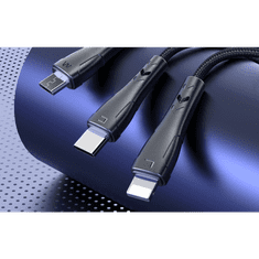 Mcdodo 3in1 USB - USB-C - Micro USB - Lightning kábel 1.2m fekete (CA-6960) (CA-6960)