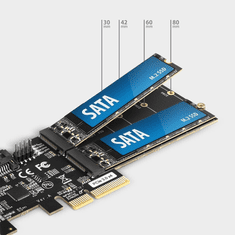AXAGON 2x SATA + 2x M.2 SATA bővítő kártya PCIe (PCES-SA4M2) (PCES-SA4M2)