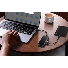 BASEUS AcmeJoy 6 az 1-ben Hub USB-C - 2xUSB 3.0 USB 2.0 USB-C PD HDMI RJ45 sötétszürke (WKJZ010313) (WKJZ010313)