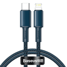 BASEUS Baseushoz USB-C-Lightning nagy sűrűségű fonott kábel, 20W, 5 A, PD, 2m, kék (CATLGD-A03) (CATLGD-A03)