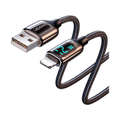 USAMS SJ543USB01 USB-A - Lightning kábel kijelzővel 2.4A, 120cm (SJ543USB01)