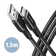AXAGON BUCM-AM15AB USB-C - USB-A adat- és töltőkábel 1.5m fekete (BUCM-AM15AB)