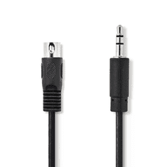 Nedis 3.5 mm dugasz, PVC, nikkelezett, DIN audio kábel, DIN 5 Tűs Dugasz, 2m, fekete (CAGP20100BK20) (CAGP20100BK20)