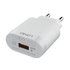 LDNIO A303Q hálózati töltő USB-C, QC 3.0, 18W fehér (A303Q)