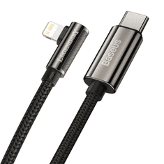 BASEUS Legend Series USB-C és Lightning derékszögű töltőkábel, PD, 20 W, 1m, fekete (CATLCS-01) (CATLCS-01)