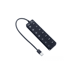 Blackbird USB 3.0 HUB 7 portos kapcsolóval fekete (BH1374) (BH1374)
