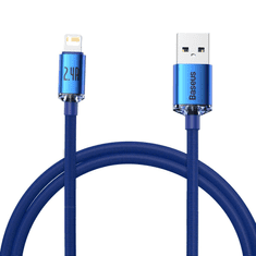 Baseus Crystal Shine USB-Lightning töltőkábel , 2,4A, 1.2 m, kék (CAJY000003)