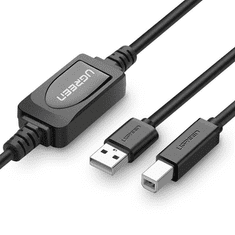 Ugreen UGREEN US122 aktív USB 2.0 AB kábel nyomtatóhoz, 10m, fekete (10374)
