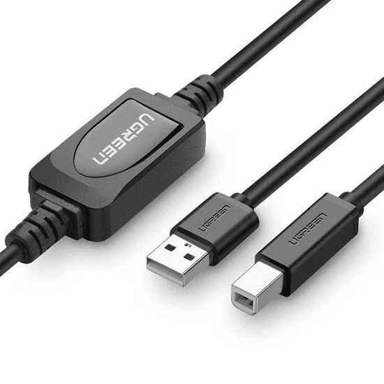 Ugreen US122 aktív USB 2.0 AB kábel nyomtatóhoz, 10m, fekete (10374) (UG10374)