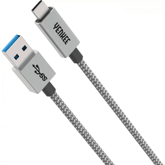 Yenkee YCU 311 GY USB 3.1 USB szinkronizáló és töltőkábel alumínium ház és nylon kábelfonat 1m (YCU 311 GY) (YCU311 GY)