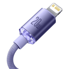 BASEUS Crystal Shine USB-C-Lightning töltőkábel, 20W, PD, 1.2m, lila (CAJY000205) (CAJY000205)