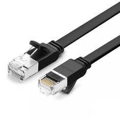 Ugreen NW101 Ethernet RJ45, Cat.6, UTP Lapos hálózati kábel fém csatlakozókka, 10m, fekete (50189) (UG50189)