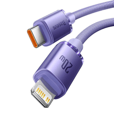 BASEUS Crystal Shine USB-C-Lightning töltőkábel, 20W, PD, 1.2m, lila (CAJY000205) (CAJY000205)