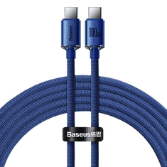 BASEUS Crystal Shine USB-C-USB-C kábel, 100W, 2m, kék (CAJY000703) (CAJY000703)