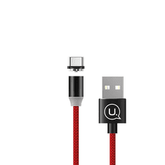 USAMS SJ293USB02 mágneses Type-C - USB-A töltőkábel piros (1299137) (SJ293USB02)