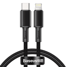 BASEUS USB-C-Lightning nagy sűrűségű fonott kábel, 20W, 5A, PD, 1m, fekete (CATLGD-01) (CATLGD-01)