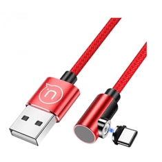 SJ445USB02 jobb oldalas mágneses USB-C - USB töltőkábel 1m piros (1337681) (SJ445USB02)