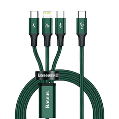 BASEUS Rapid Series USB-C 3 az 1-ben kábel, mikro USB, Lightning, USB-C, 20 W, 1.5m, zöld (CAMLT-SC06) (CAMLT-SC06)