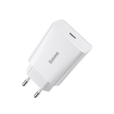 BASEUS speed mini gyorstöltő, USB + USB-C, PD, 3A, 20W, fehér (CCFS-SN02) (CCFS-SN02)