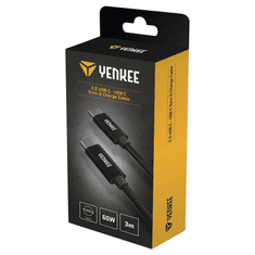Yenkee YCU C103 BK USB-C - USB-C adat-, és töltőkábel 3m fekete (YCU C103 BK)