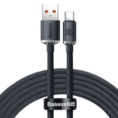 BASEUS Crystal Shine USB- USB-C kábel, 100W, 2m, fekete (CAJY000501) (CAJY000501)