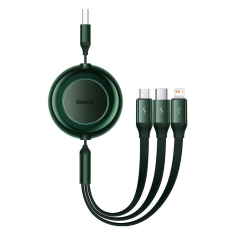 Baseus Bright Mirror 2 USB 3 az 1-ben kábel mikro USB Lightning USB-C 3.5A 1.1m zöld (CAMJ010006)