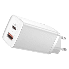 BASEUS GaN2 Lite fali töltő, USB + USB-C, 65 W, EU, fehér (CCGAN2L-B02) (CCGAN2L-B02)