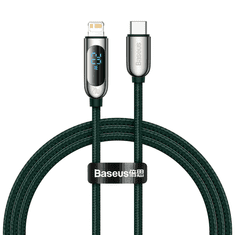 BASEUS USB-C-Lightning kábel kijelzővel, PD, 20 W, 1m, zöld (CATLSK-06) (CATLSK-06)