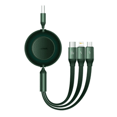 BASEUS Bright Mirror 3 USB 3 az 1-ben kábel mikro USB Lightning USB-C 66W 2A 1.1m zöld (CAMJ010106) (CAMJ010106)