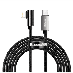 BASEUS Legend Series USB-C és Lightning derékszögű töltőkábel, PD, 20 W, 1m, fekete (CATLCS-01) (CATLCS-01)