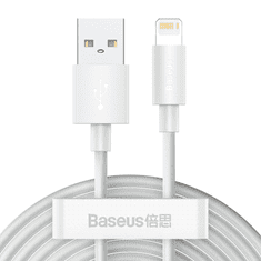 BASEUS Simple Wisdom USB kábel Lightning, 2.4A, 1.5m, 2db, fehér (TZCALZJ-02) (TZCALZJ-02)