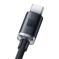 BASEUS Crystal Shine USB- USB-C kábel, 100W, 2m, fekete (CAJY000501) (CAJY000501)