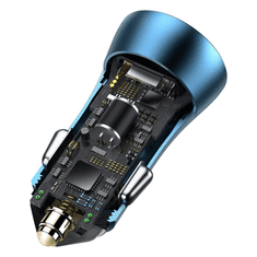 BASEUS Golden Contactor Pro autós töltő, USB + USB-C, QC4.0 +, PD, SCP, 40W, kék + USB-C - Lightning kábel 1m, kék (TZCCJD-03) (TZCCJD-03)