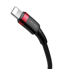 Cafule USB-C–Lightning PD kábel, 18W, 1m, fekete-piros (CATLKLF-91) (CATLKLF-91)