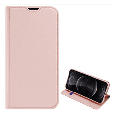 Dux Ducis SKIN PRO tok álló, bőr hatású (FLIP, oldalra nyíló, bankkártya tartó, asztali tartó funkció) ROZÉARANY [Apple iPhone 13 Pro] (5996591097824)