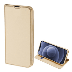 Dux Ducis SKIN PRO tok álló, bőr hatású (FLIP, oldalra nyíló, bankkártya tartó, asztali tartó funkció) ARANY [Apple iPhone 13] (5996591105109)