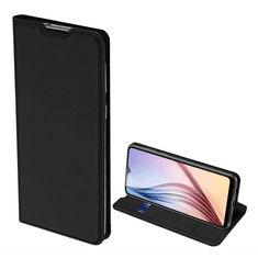 Dux Ducis SKIN PRO tok álló, bőr hatású (FLIP, oldalra nyíló, bankkártya tartó, asztali tartó funkció) FEKETE [Samsung Galaxy A21 (SM-A210F)] (5996457948666)